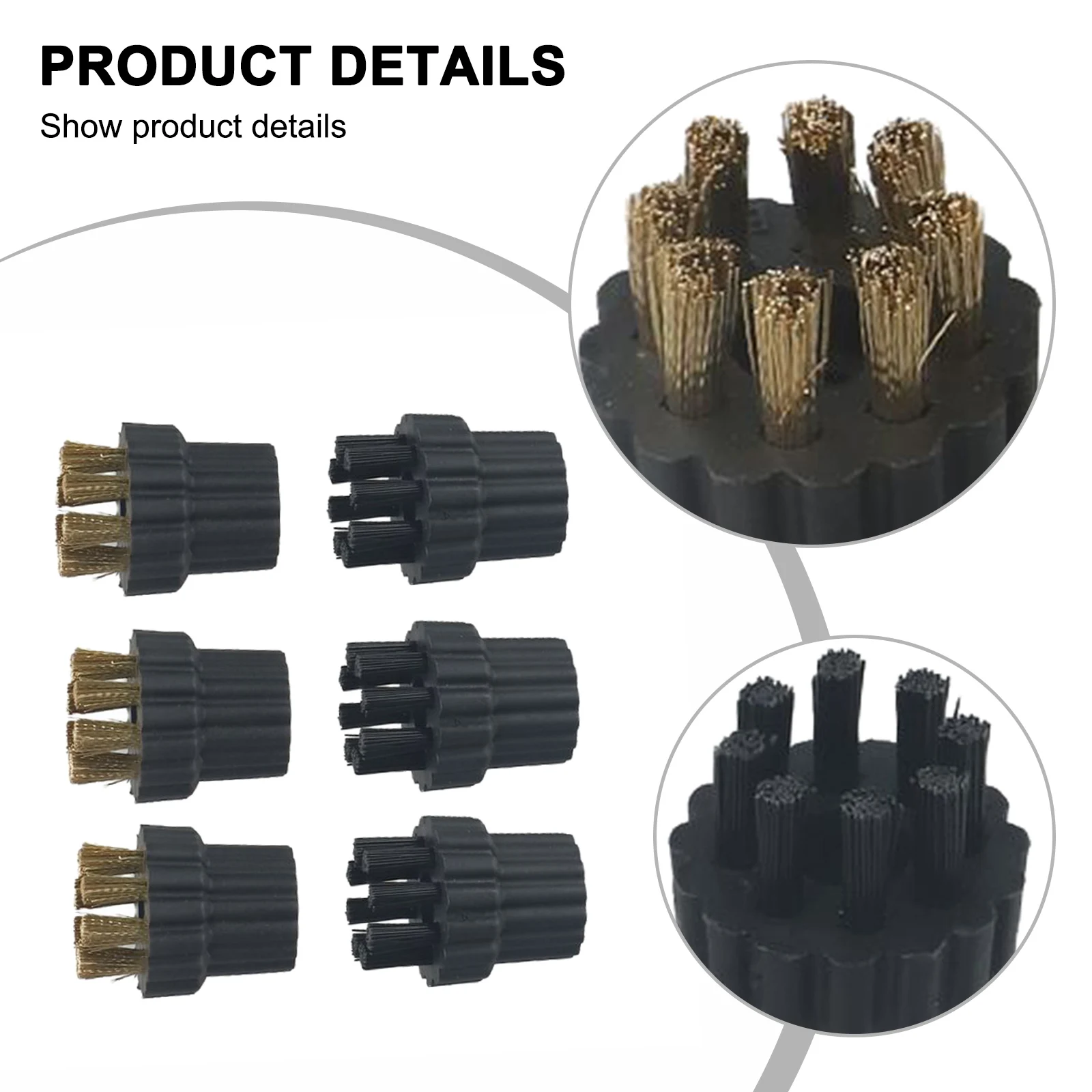 Brass Nylon Steam Cleaner Brush 6pcs /set Components Head Spare Parts 6pcs/set Accessories Fittings Replacement