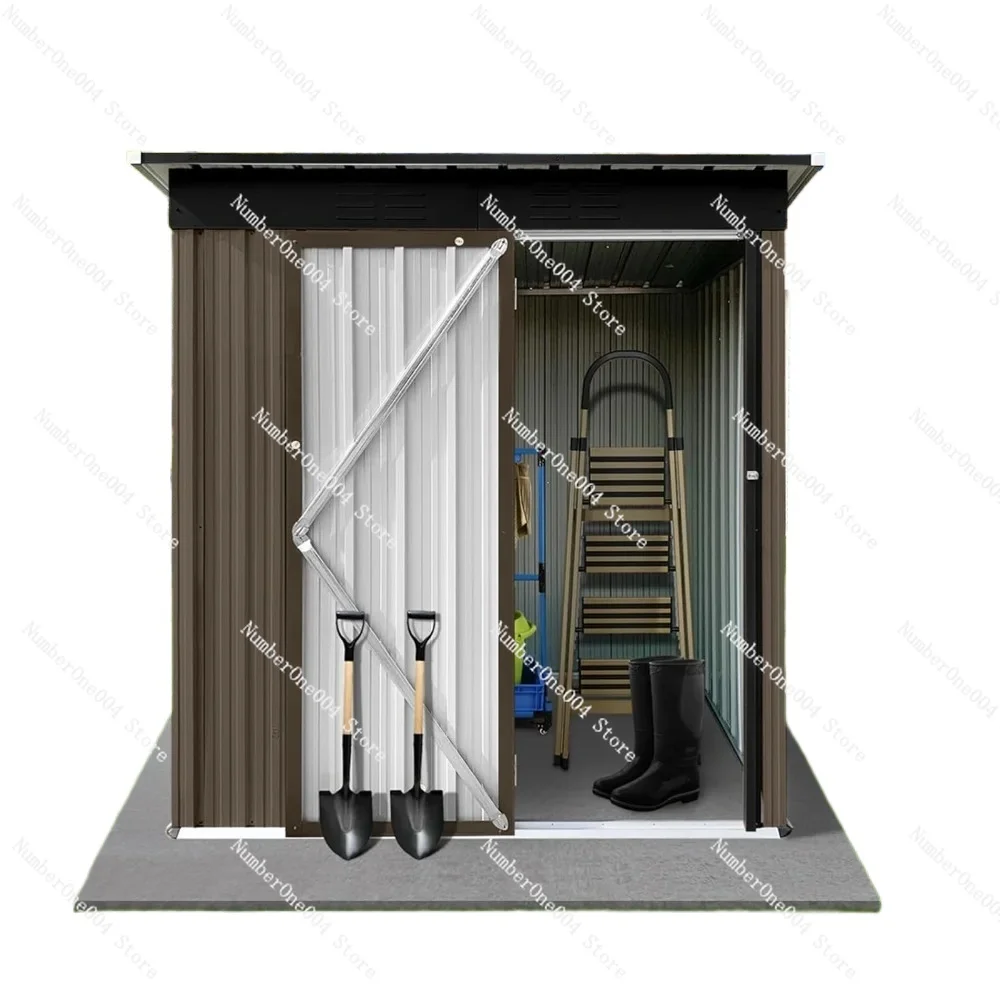 Applicable to Metal Outdoor Storage Shed with Door & Lock, Waterproof Garden Storage Tool Shed for Backyard Patio,Brown