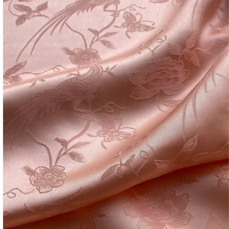 Jacquard satin silk mixed spring abundant heavy crepe cheongsam Hanfu cloth Chinese style handmade fabric