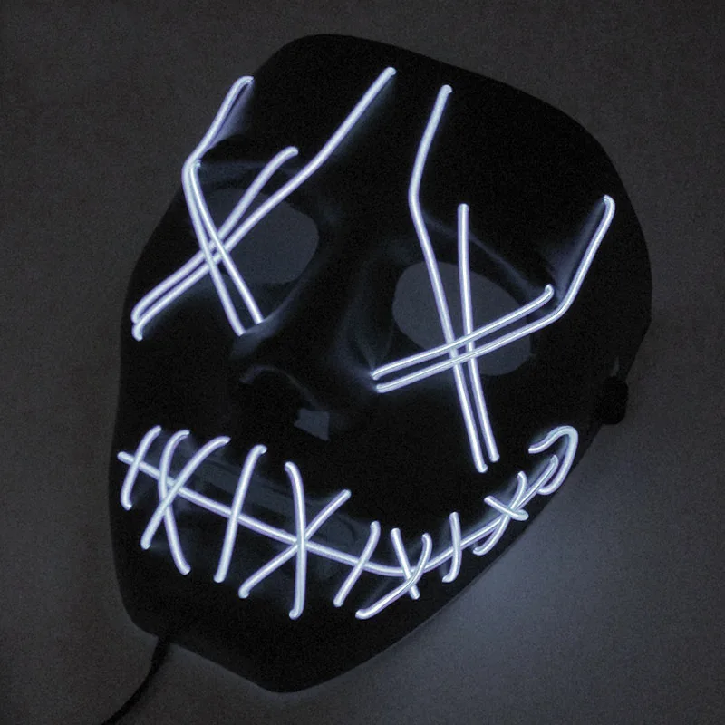 

Страшные мигающие светящиеся маски для косплея, светящаяся маска ужасов, светящаяся полнолицевая маска для мужчин и женщин, принадлежности