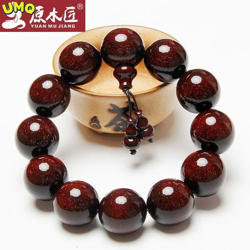 

High Quality Natural Original Carpenter Small Leaf Red Sandalwood Hand String Old Material Parallel Grain Male and Female High