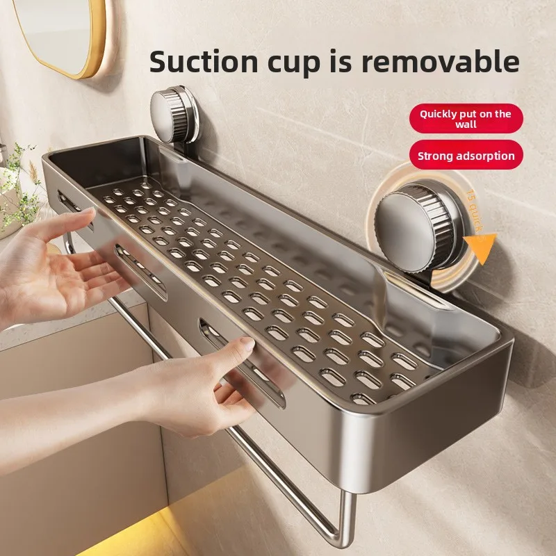 Suction Cup Toilet Rack Bathroom Toilet Washstand Wall Non-punching Toilet Shower Gel Storage Shelf