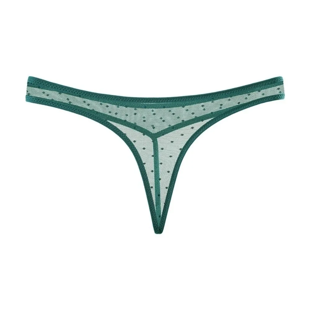 Lingerie Seamless Women Transparent Thongs Low Waist Dots Mesh T-back Briefs Underwear Thin Belt T Panties Ladies
