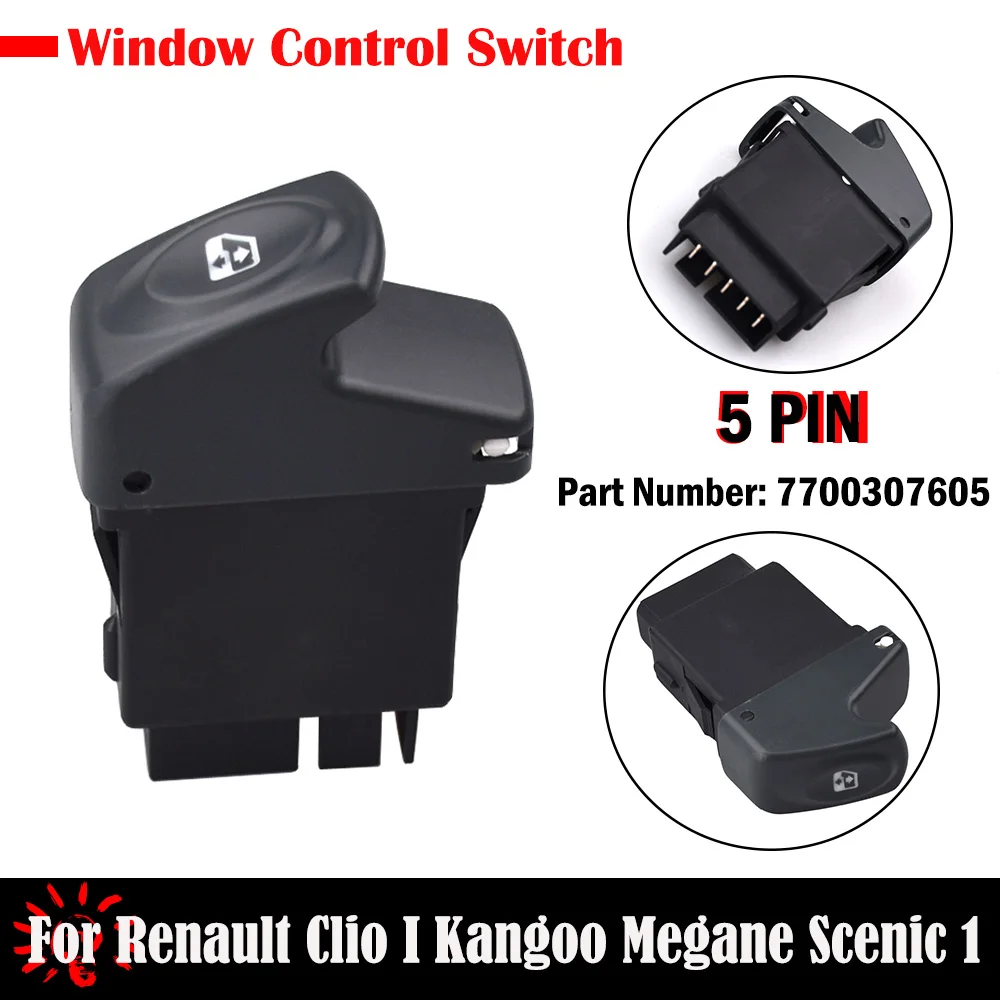 

Для Renault Clio Megane Kangoo 7700307605 Пассажирский электрический стеклоподъемник, переключатель регулятора, кнопка, автомобильные аксессуары