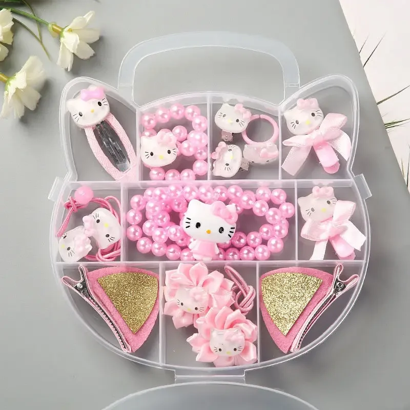 15PCS/set Kawaii Hairpin Hair Band HelloKittys Anime Cartoon Student Children Hair Clip Hair Accessories Decorate Toys Girl Gift