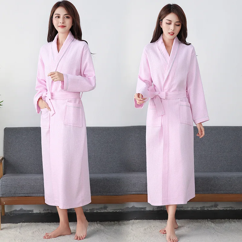 Men Women Couple Nightgown Hotel Bathrobes 100% Cotton Bath Robe Water Sucking Nightrobe Sleepwear Home Bathrobe Hotel Robe