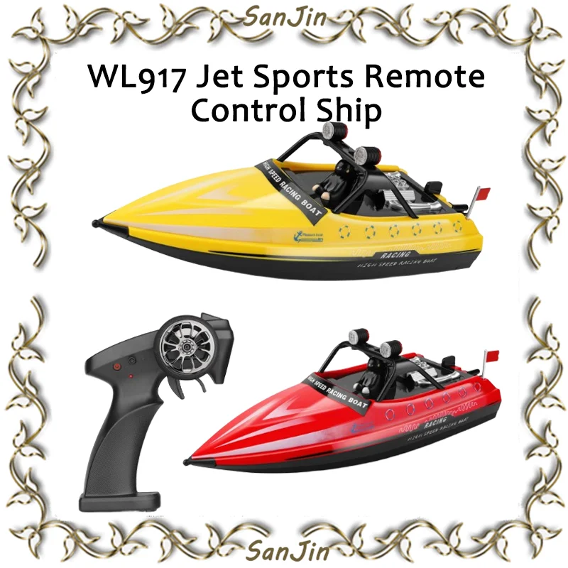 WL Wl917 Jet Sports Remote Control Ship With Lights Built-in Propeller Speedboat Turbine Jet Power Equipment Children's Toy