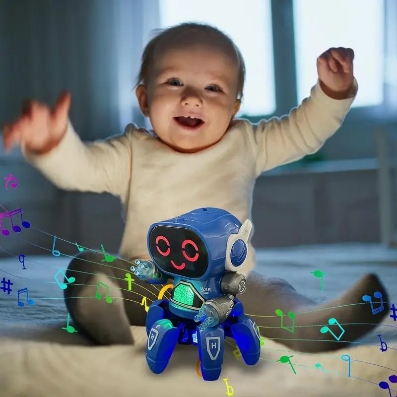 Robot Toy For Children Dancing With Music Octopus-Shaped Six-Claw Robot Toy Flashing Lights Intelligent Sensor Toy Robot Kid