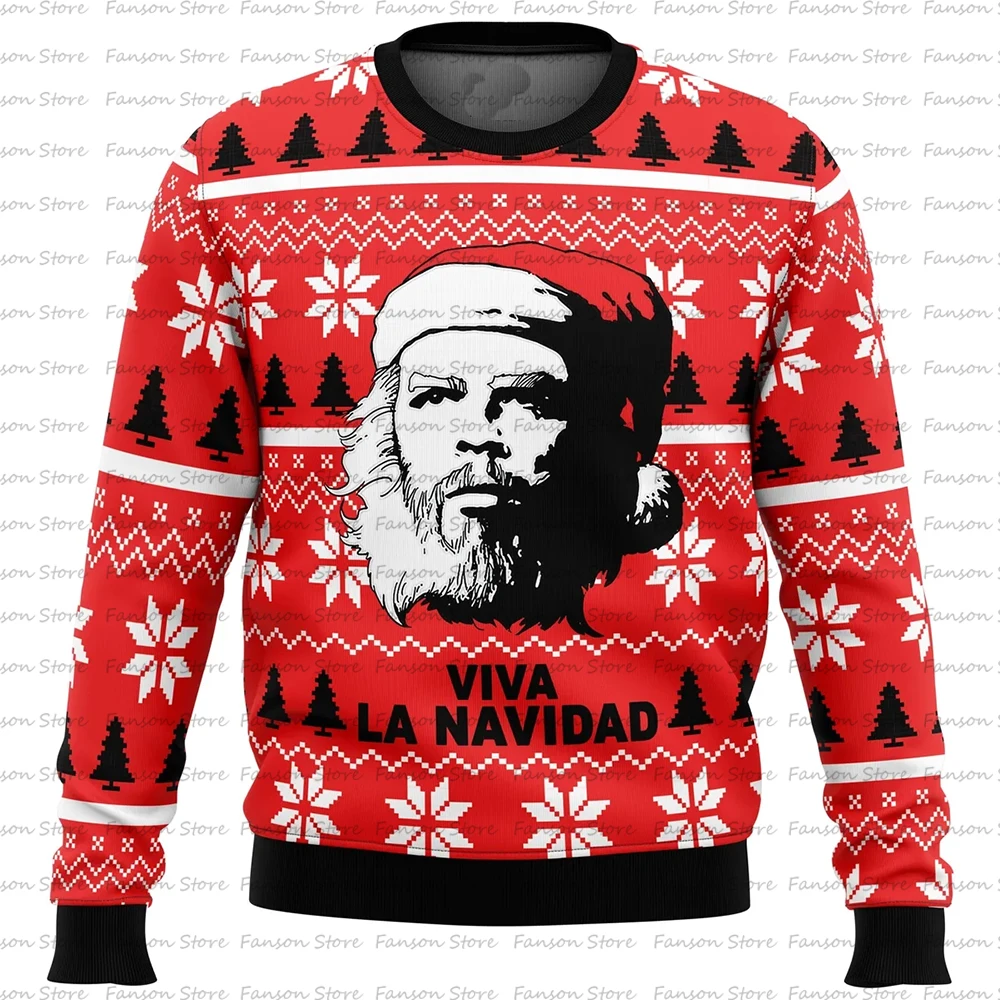 Viva La Navidad Che Guevara 3D Printed Ugly Christmas Hoodie 2024 New Fashionable Men's Hoodie Women's Sweater Sportswear