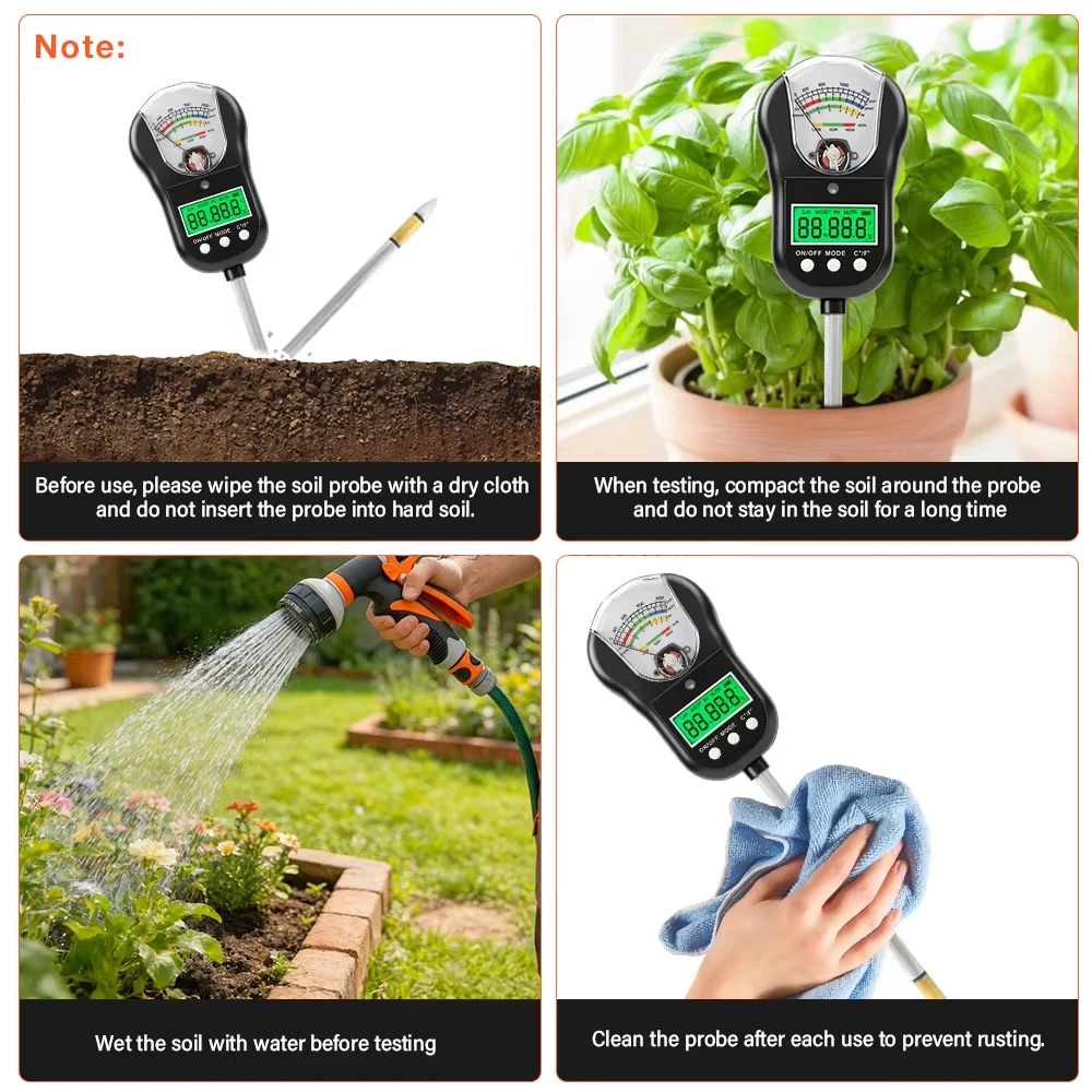 Soil Test Digital - 7-in-1 Soil PH Meter Rotatable Soil