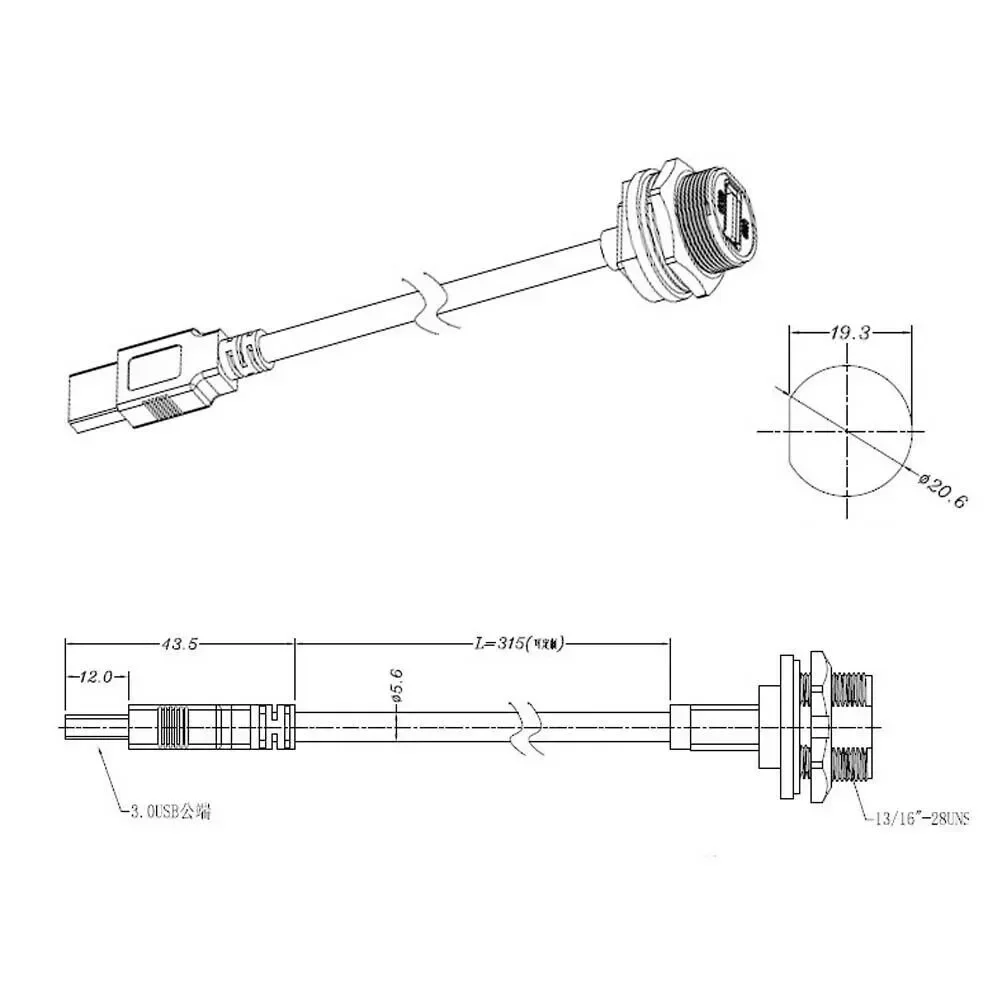 Waterproof USB 3 0 Type A Panel Mount Connector Female with Excellent Waterproof Performance and Industrial Interconnection