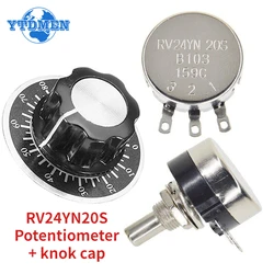 1set 2W Potentiometer Knob Kit RV24YN20S B103 B104 B502 B504 5K 10K 100K 500K+ MF-A03 Knob 6mm with Scale Plate Sheet