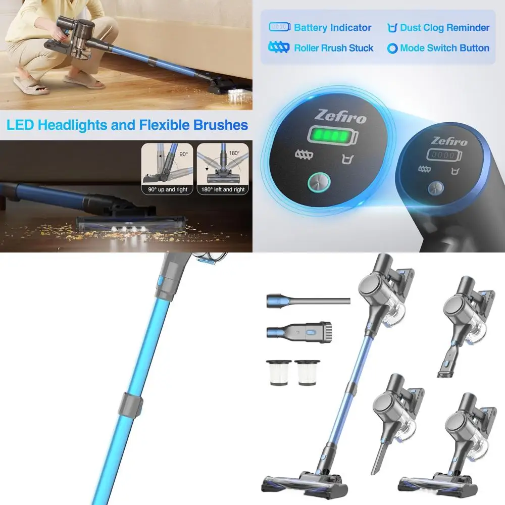 

Беспроводной пылесос 450 Вт, 40 кПа, 50 минут, мусорная корзина с защитой от запутывания, идеально подходит для шерсти домашних животных, ковров и полов