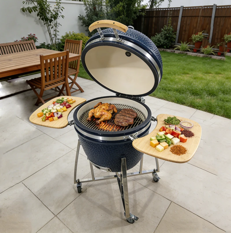 

28 Inch Large Size Ceramic Barbecue Kamado Grill Yard Garden Smoking Beef Chicken BBQ Stove