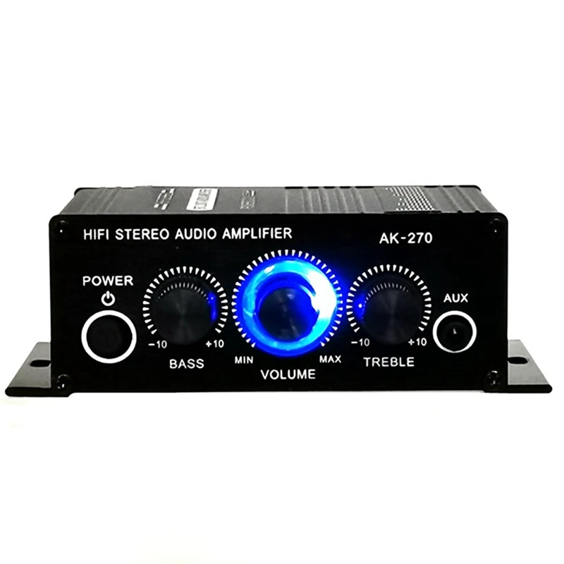 AK-270 AK270 12V Mini HIFI Power Amplifier Audio Home Car Theater Amplifier 2 Channel Amplifier USB/SD AUX Input