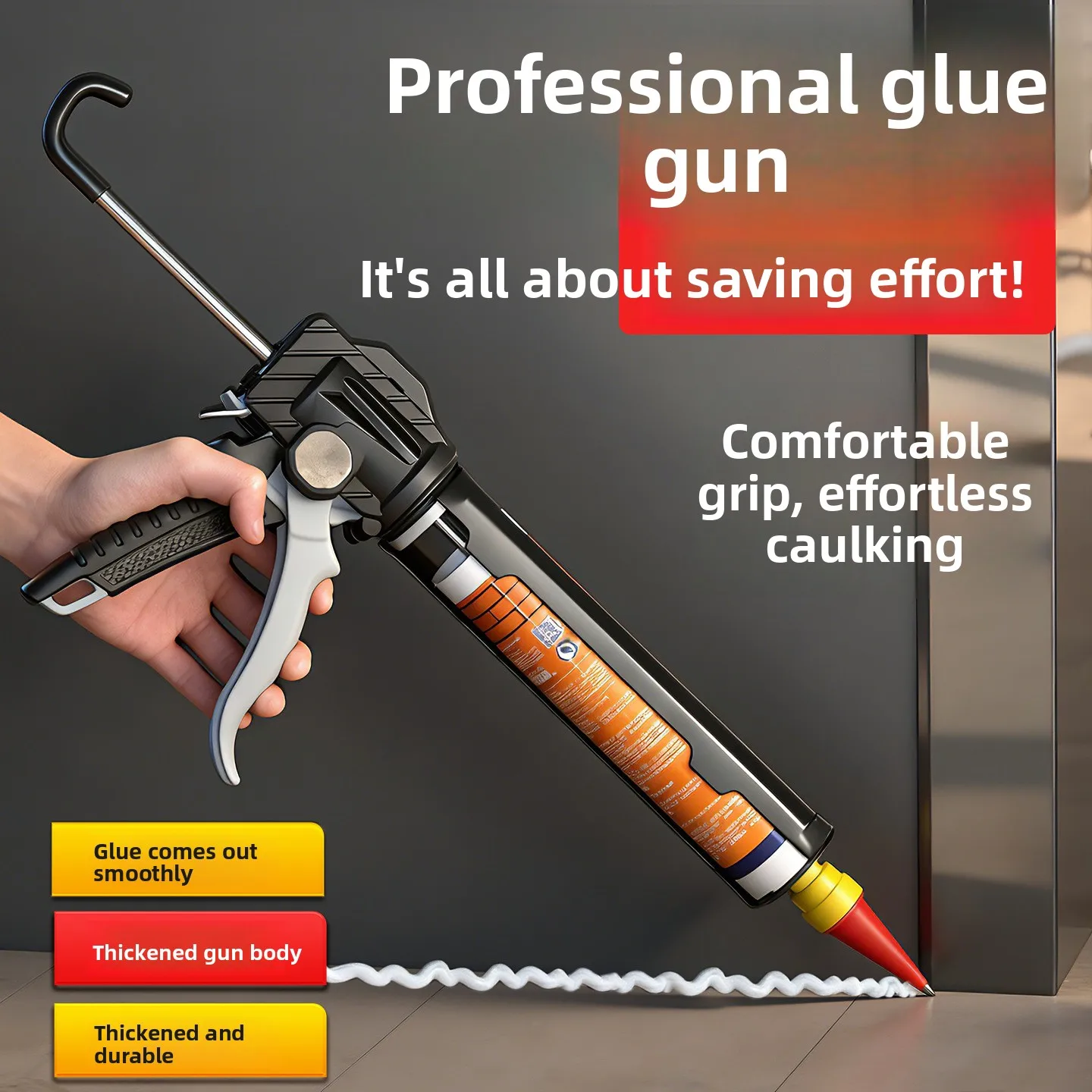 Heavy-Duty Caulk Gun Rotating Multi-function Manual Caulking Guns Glue Seals for Doors and Windows Silicone Filling Hand Tool