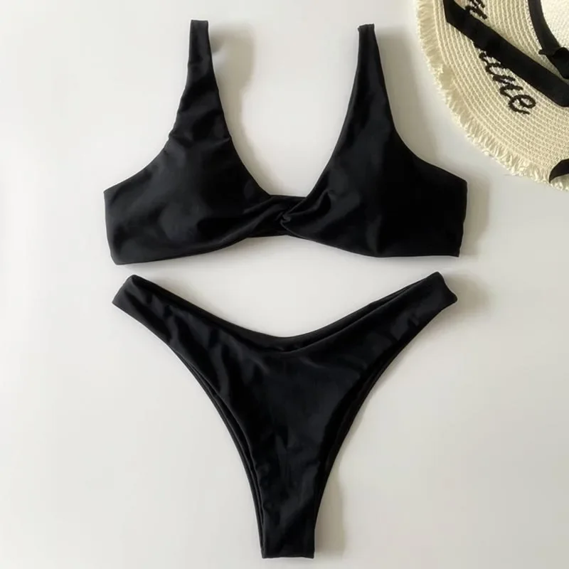 Stałe krawat seksowne Bikini 2021 gorąca sprzedaż usztywniany biustonosz wysokie nogi bandaż zestaw Bikini Push-Up brazylijski strój kąpielowy