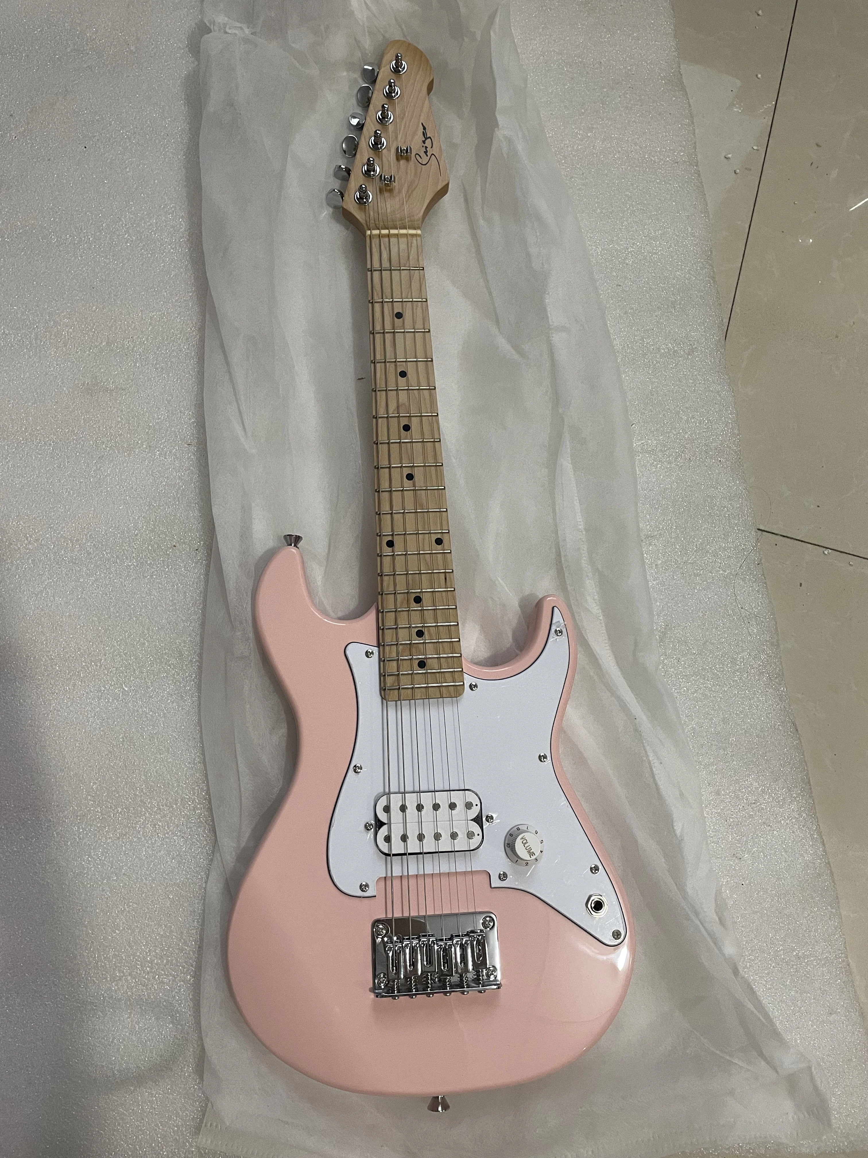 

Mini Electric Guitar Pink for Children Easy Taking Travel Guitar 30 Inch 6 Strings Customized Rare pink Baby Guitar Only