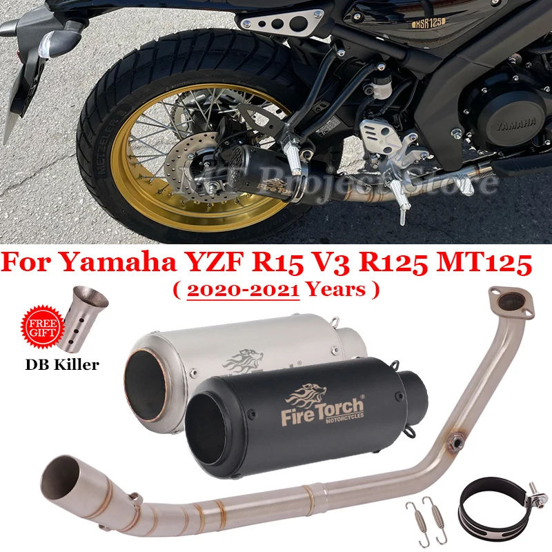 

Full System Motorcycle Exhaust Modify Front Link Pipe Muffler Moto DB Killer For Yamaha YZF R15 V3 R125 MT125 Mt 125 2017 - 2020