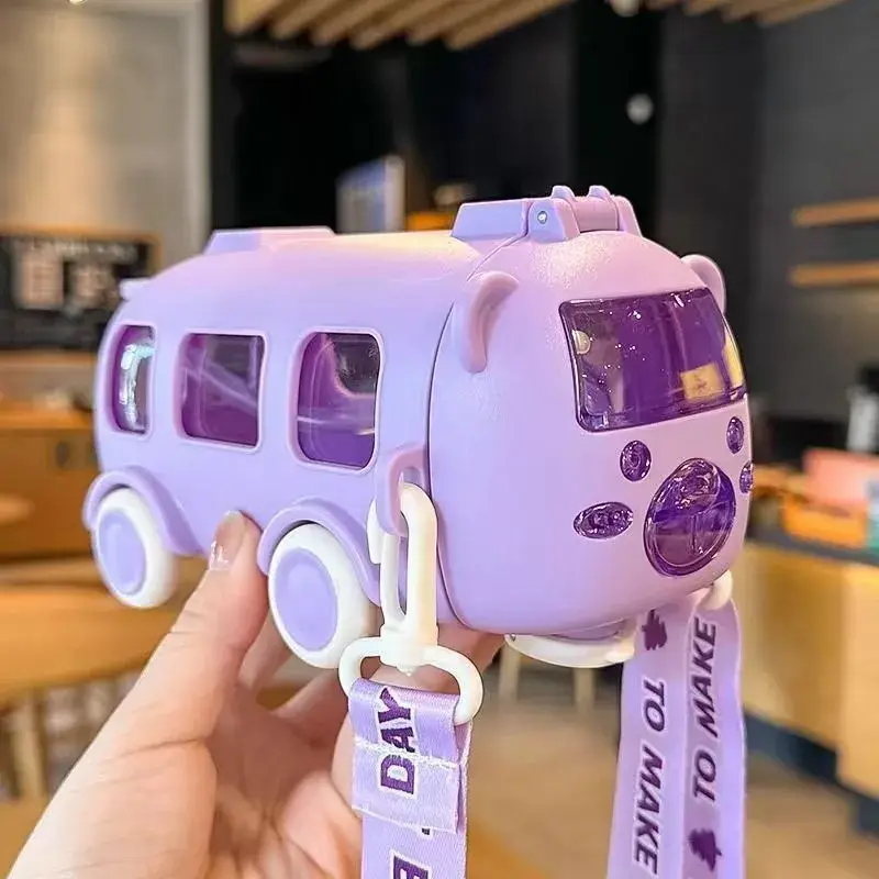 Cartoon Bus Straw Cup Cute Large Capacity Outdoors Car Water Cup Children Drinkware Bounce Straw Kettle - Image 11