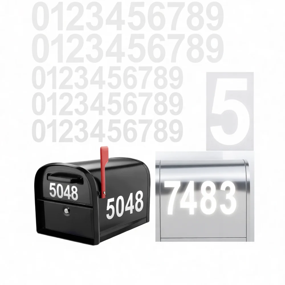 Waterproof Number Letter Stickers Vinyl Decals Reflective Adhesive Labels For Mailbox Outdoor House Door Address Signage Pack