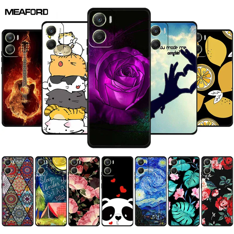 Funda de dibujos animados 3D para Motorola Moto G06 G 06 4G flores en relieve TPU Coque flores en relieve Funda de silicona suave trasera para teléfono
