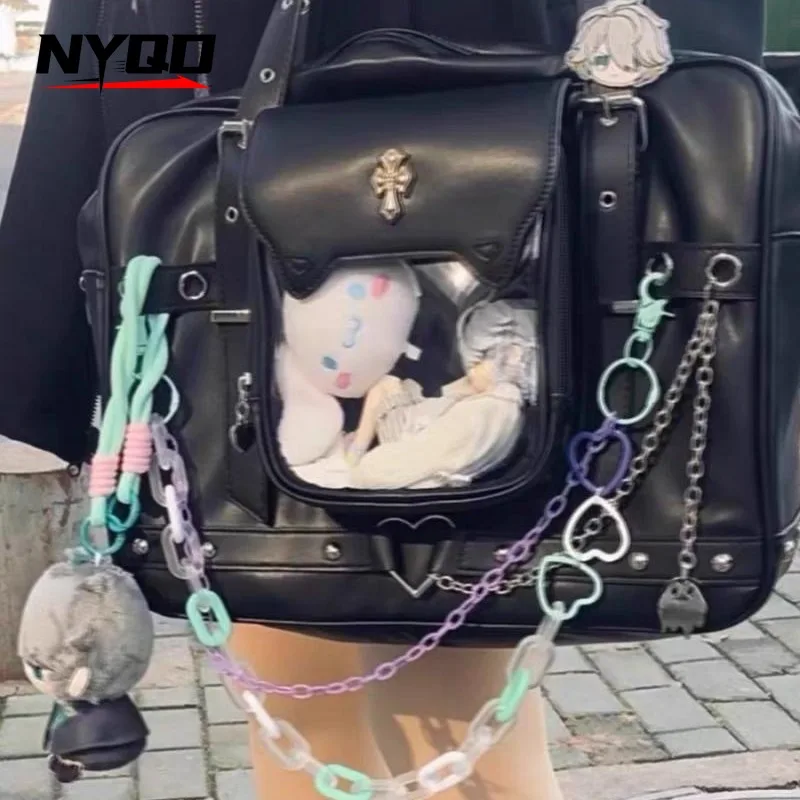 

Harajuku Y2k Black Ita Bags Large Capacity Transparent Backpack Women Sweet Cool Handbag Ladies Japanese Backpacks Chic