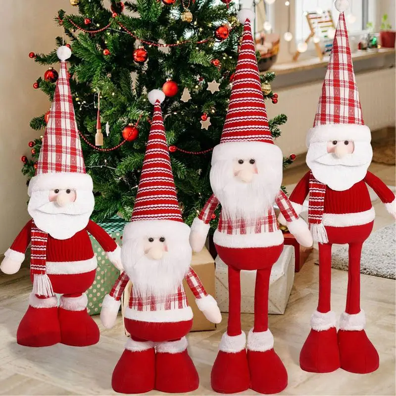 Standing Christmas Santa Telescopic Leg Christmas Doll Christmas Decorations Figurine Christmas Ornament Standing Doll Home