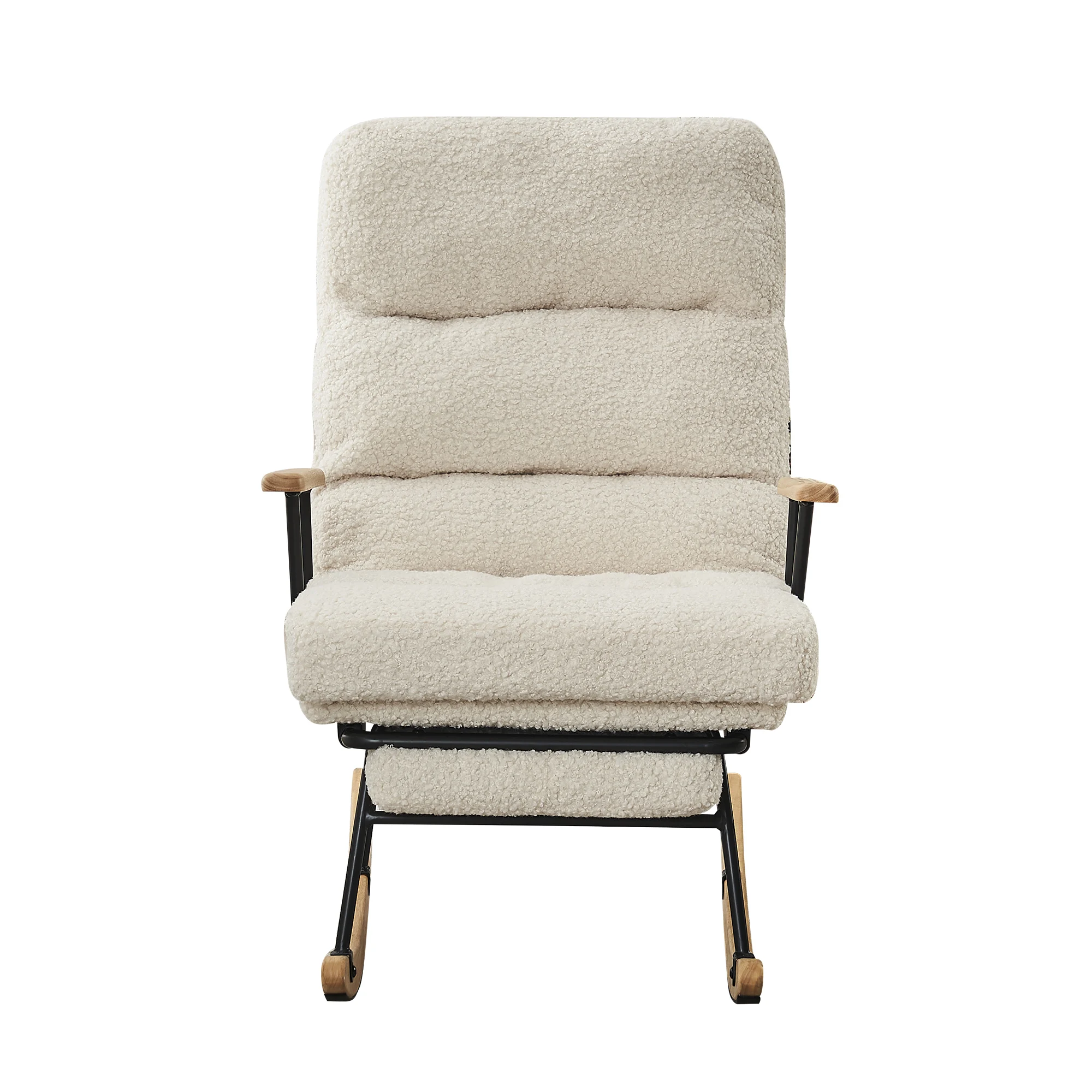 Modern Teddy Gliding Rocking Chair with High Back, Retractable Footrest, and Adjustable Back Angle for Nursery, Living Room