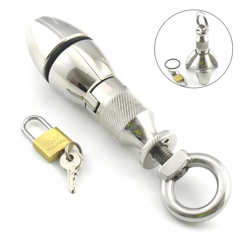 Anal Open Tool Heavy Duty Buttplug Ass Stretching Stainless Steel Anal Plug With Lock Expanding Sex Toys for Adults Erotic Games