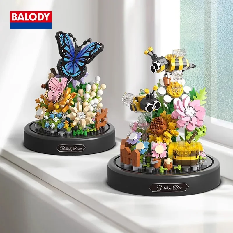 BALODY 6PCS Mode 3D Cartoon Blumenerde Bausteine Hohe Reduktion Originalität Tabletop Dekoration Kinder Weihnachten Geschenk