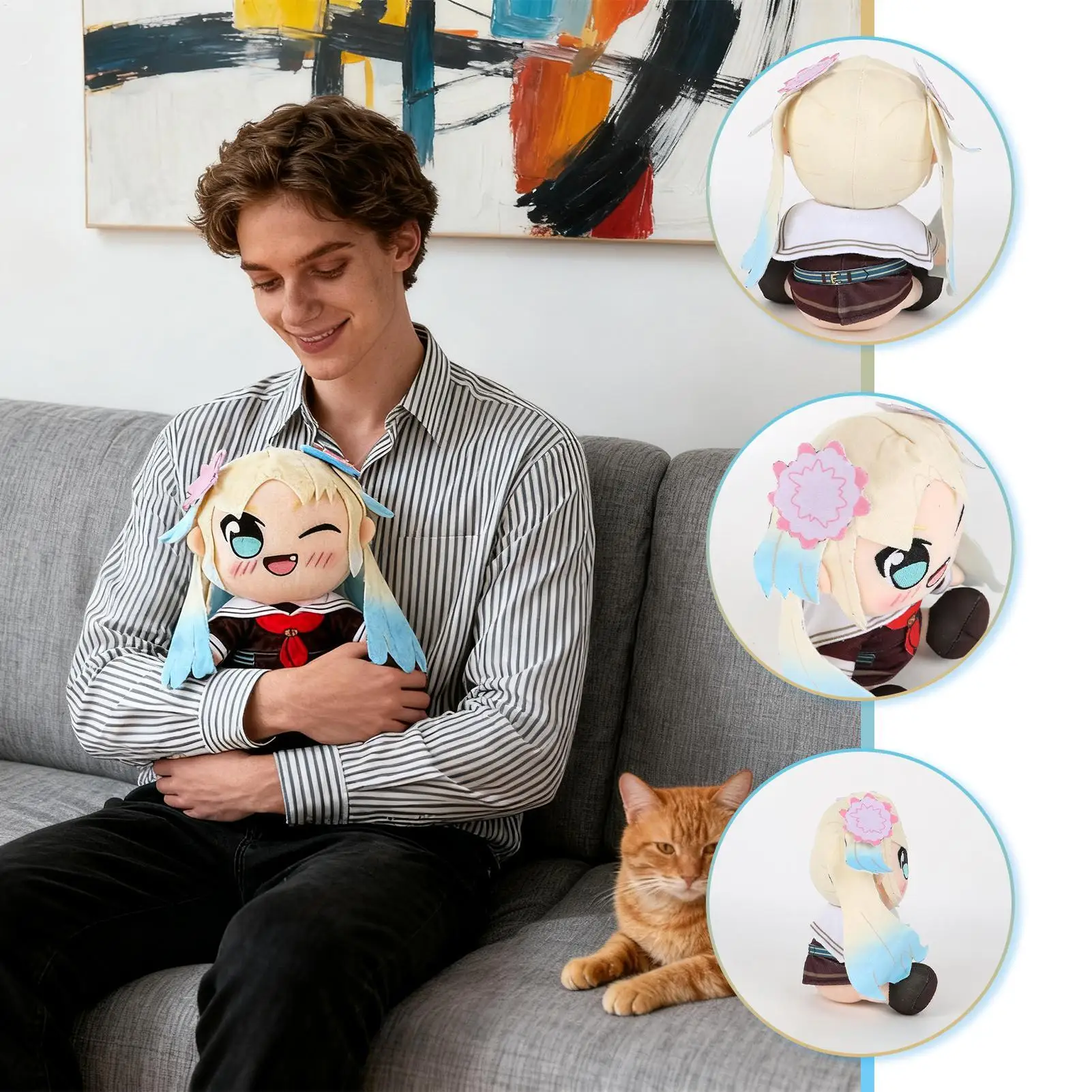 Para Osawa Ruruno muñeco de peluche Anime muñeco de peluche lindo almohada portátil de dibujos animados elegante muñeco de peluche suave para estante hogar escritorio de cumpleaños