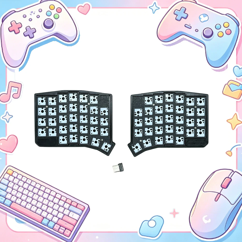 WSOFLE V2 V1Low Profile Split Keyboard 3D Shell Hot Swap Support VIAL Mechanical Keyboard Kit Ergonomics Wireless 2.4G Gifts