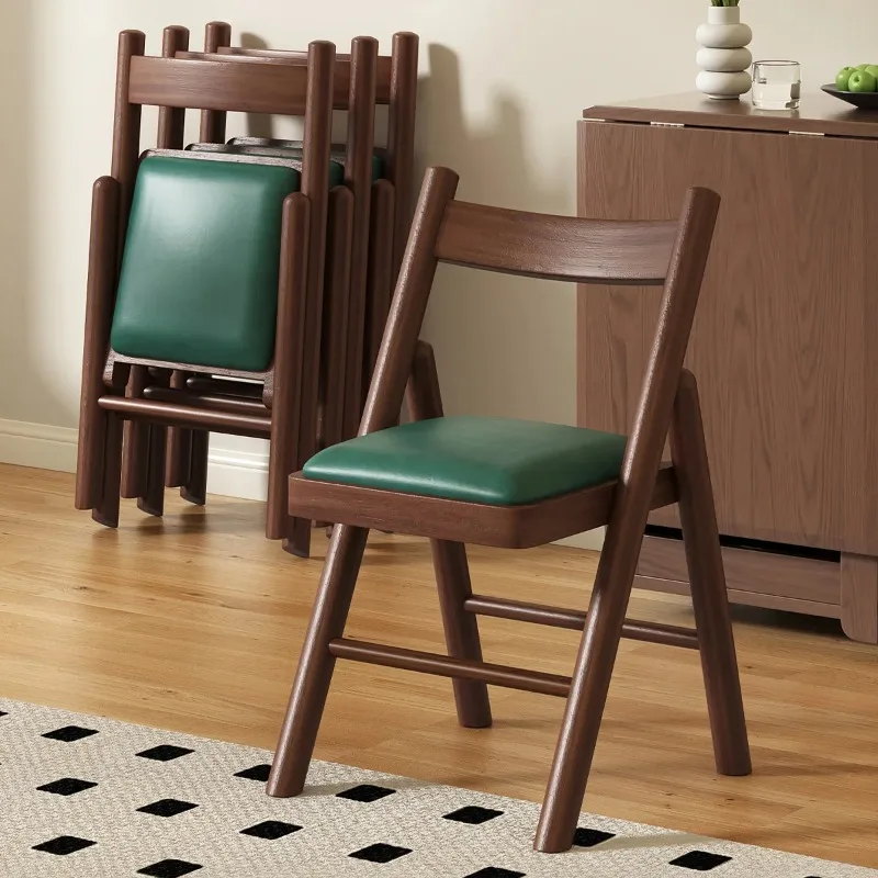 All solid wood folding dining chair, outdoor leisure folding chair, soft cushion dressing chair, solid wood folding office chair