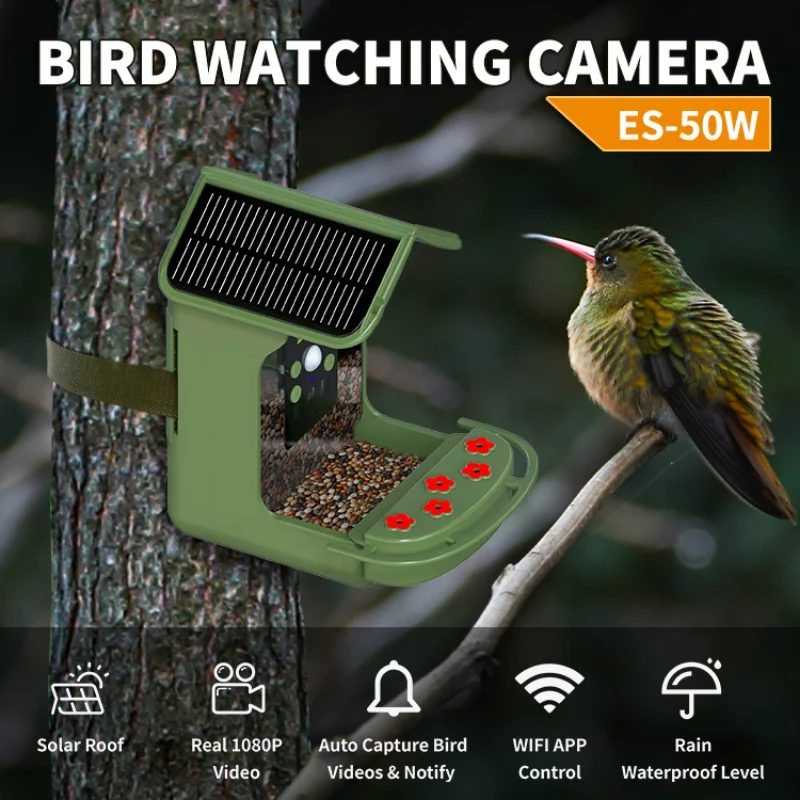 Wifi Camera Capture Pictures Photos Video Smart Bird Feeder for Garden