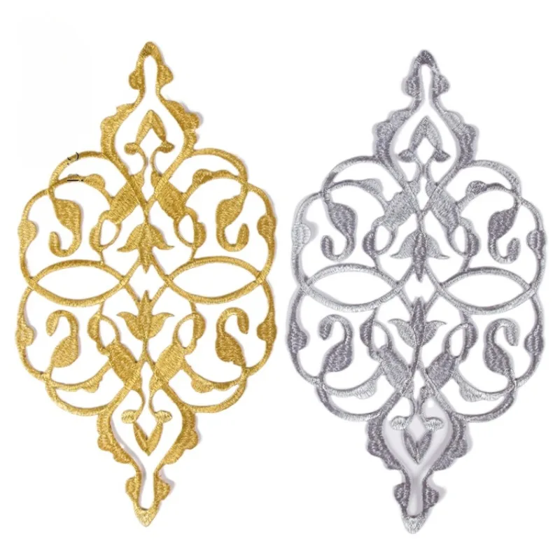 

Роскошные вышитые нашивки, золотистые и Серебристые Ромбы, цветок, танцевальные костюмы, декоративные аксессуары, аппликация для творчества, 20 шт./партия