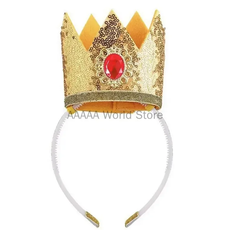 Peach Cosplay Princess Crown Headband Headwear Photography Props Girls Halloween Carnival Party Role Suit Headwear Accessories