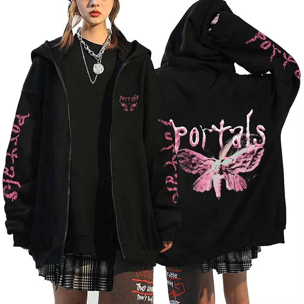 New Melanie Martinez Full-Zip Hooded Sweatshirt Unisex Oversized Hoodie Zip-Up Hooded Zipper Jacket Hip-Hop Streetwear Outerwear