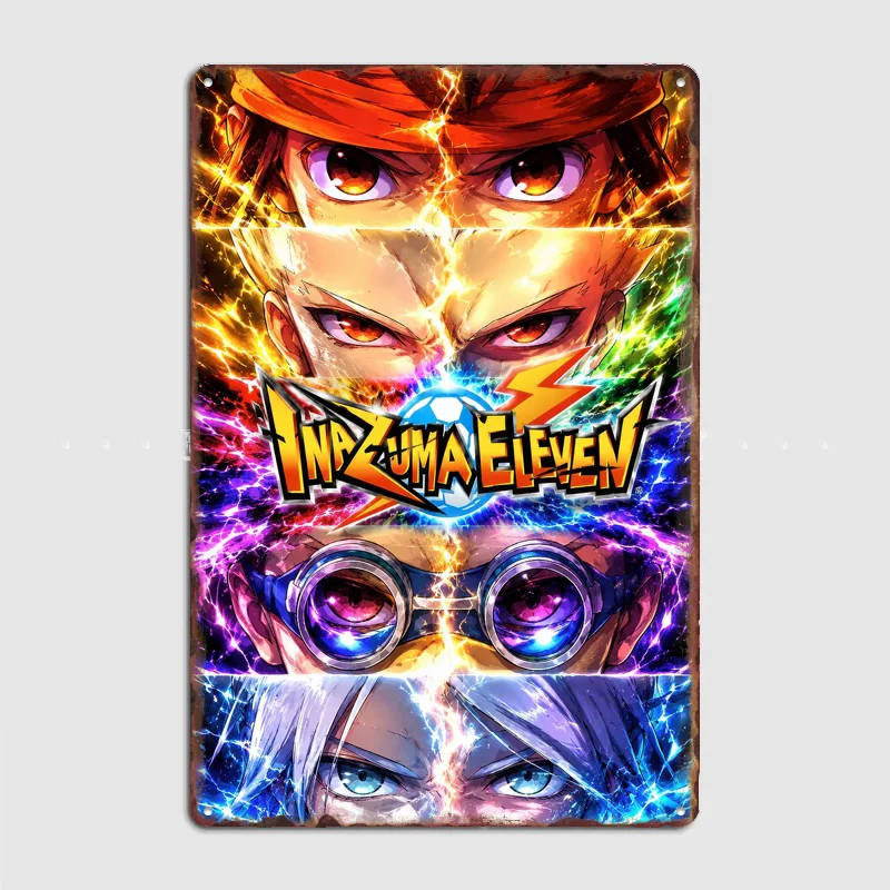 Inazuma Eleven Character Montage Poster Metal Sign Bedroom Indoor Outdoor Home Decor Bar Custom Posters Wall Room Decorations