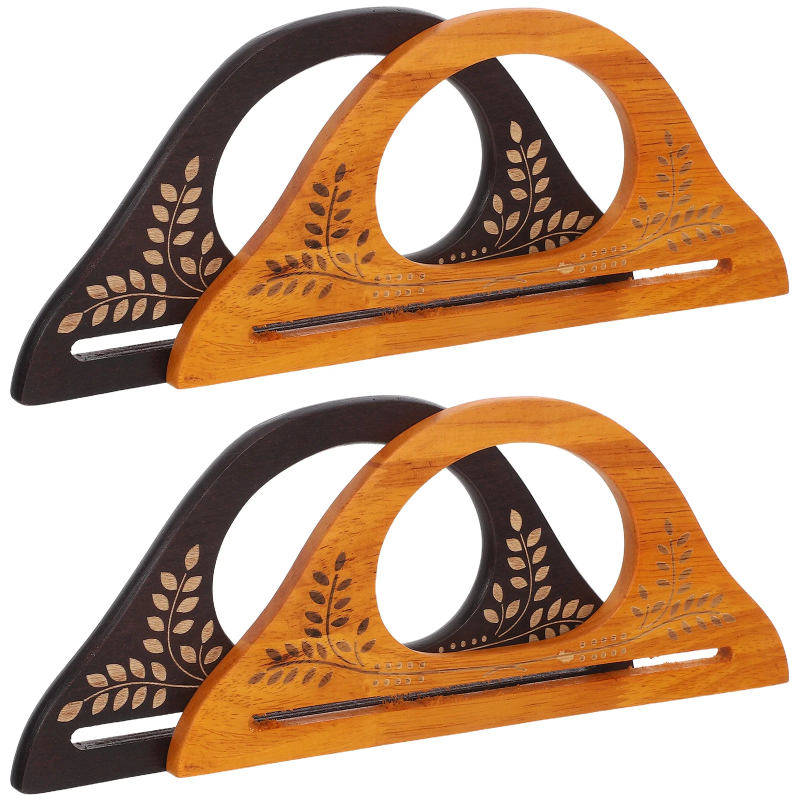 

4pcs D-Shaped Wooden Bag Handles 9.8X4.5X0.3Inch Handmade Carved Wood Purse Handles For Tote Crochet Straw Bags Bag Making