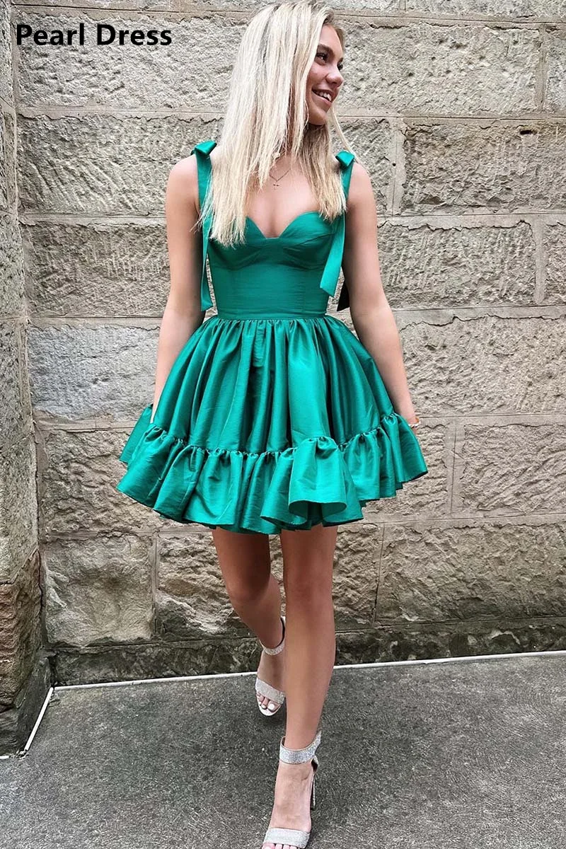 Vestidos de Noche de perlas para ocasiones formales, satén, tirantes finos, elegante vestido de fiesta de boda, Es Falda corta, vestidos de baile para mujer