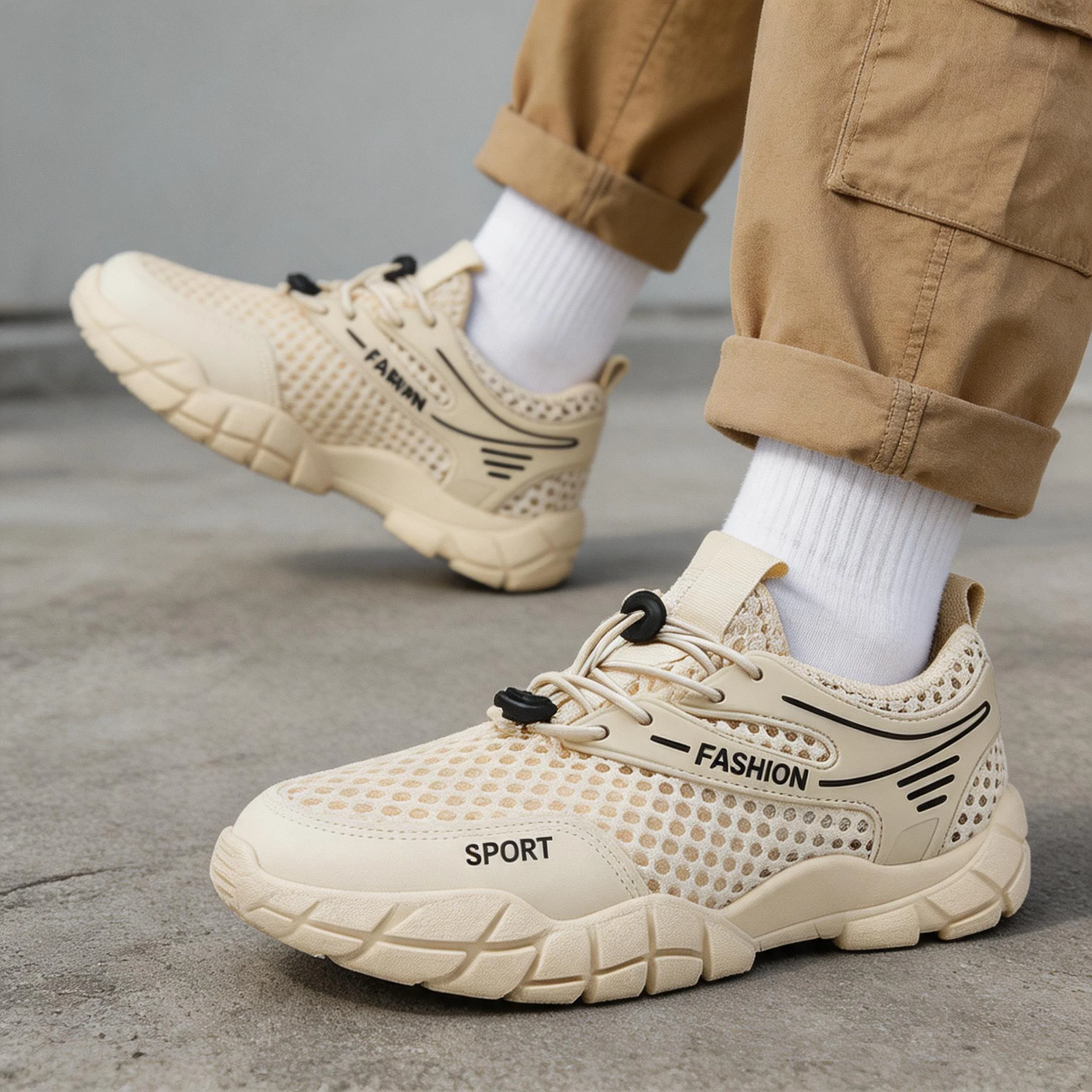 Men's Lightweight Summer Hiking Shoes with Breathable Mesh Upper: Casual, Sporty, and Trendy Summer Footwear