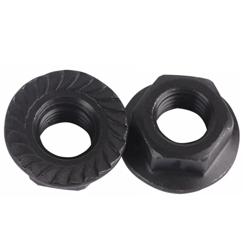 M2 M3 M4 M5 M6 M8 M10 M12 M16 Black Carbon Steel Hex Flange Nylon Insert Lock Nut Self-locking Nylock Locknut