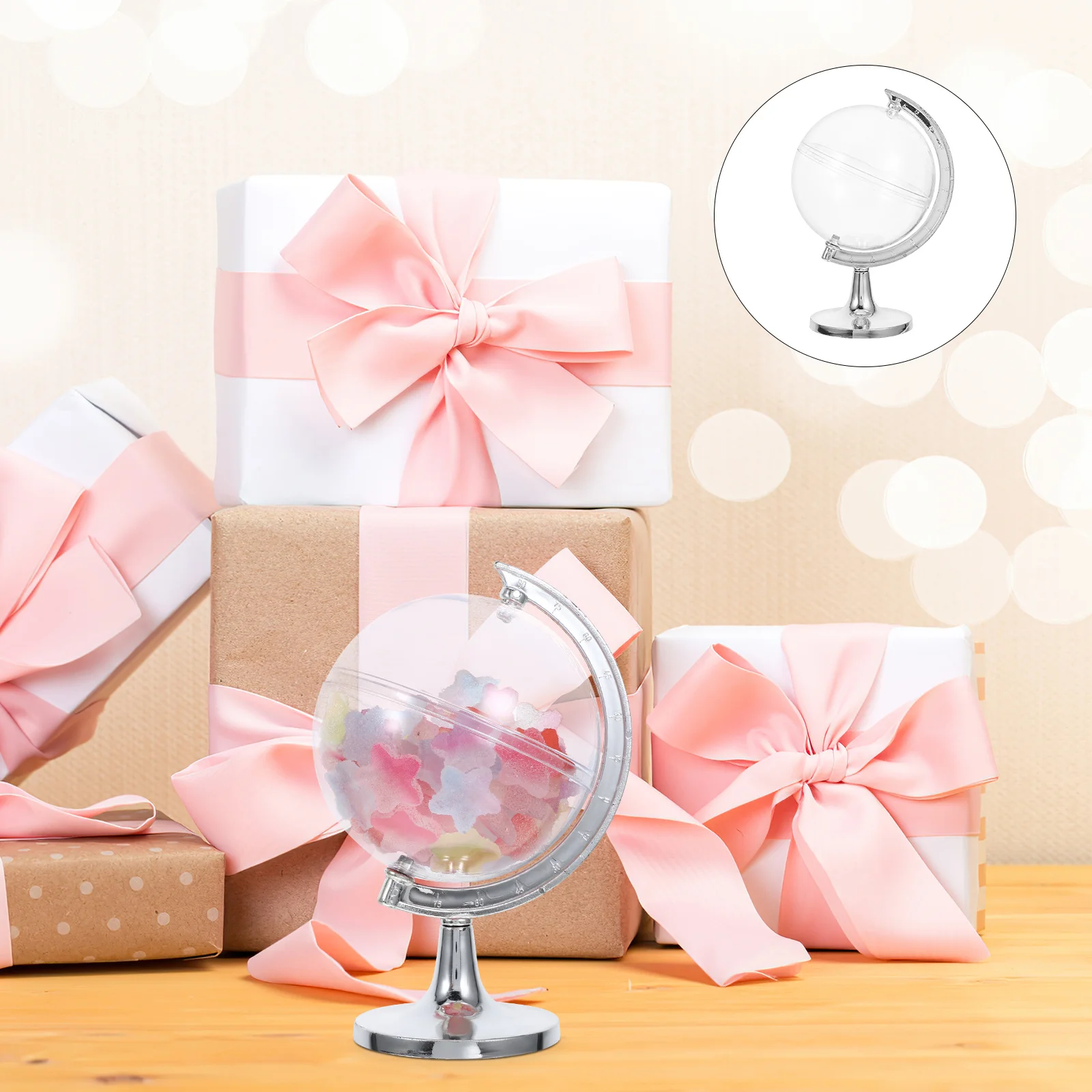 

10pcs Candy Boxes Decorative Globe Shape Plastic Gift Box For Wedding Party Favors Macaron Containers Small Storage Organizer