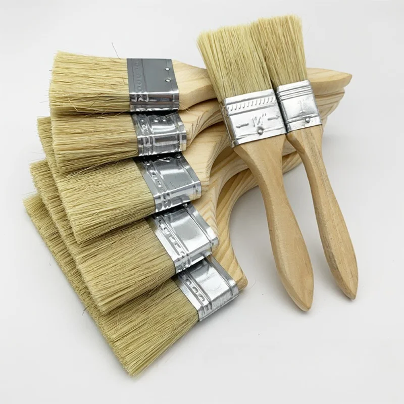 

1 шт., кисть для рисования с деревянной ручкой, кисть для барбекю, 1/2/4/5/6 дюймов, мягкие кисти для рисования волос, инструмент для рисования стен и мебели