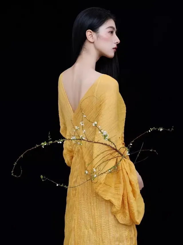 

Ele Retro Chinese Oil Painting Sle Portrait Photoaphy Costume Cold Tone Art Photo oot Traditional Ethnic Stage Costume