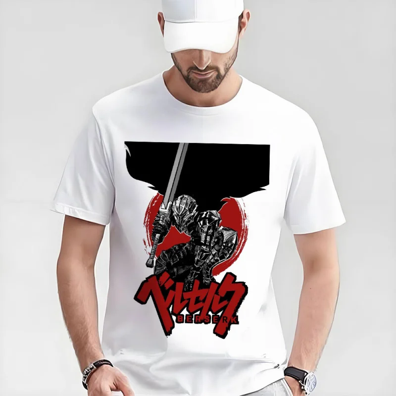 

0325 Guts Berserk Japanese Anime Gift t shirt 100% cotton print clothing Swordsman Manga Graphic Tee Y2K clothes Large size Tops