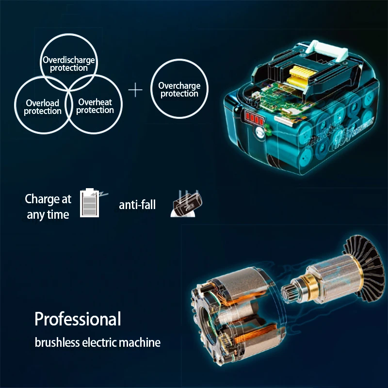 Batteria ricaricabile per elettroutensili 18V 8.0Ah per sostituzione batteria agli ioni di litio Makita 18650 LXT BL1860B BL1860 BL1850 DHP482RFX9