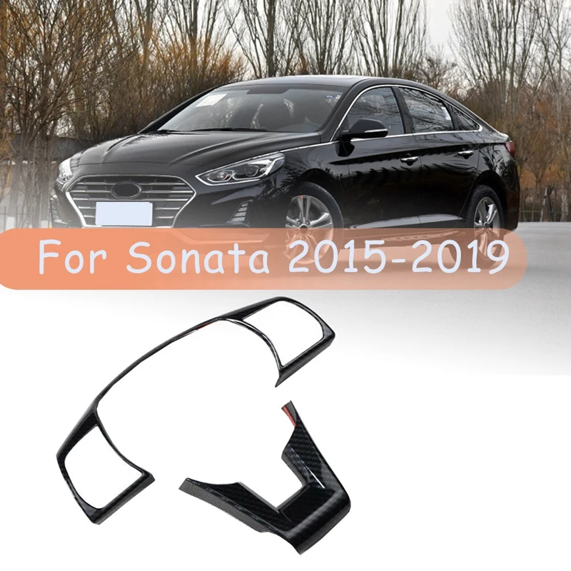 Carbon Fiber Steering Wheel Button Cover Trim Sticker For Hyundai Sonata 2015-2019 Decoration Accessories