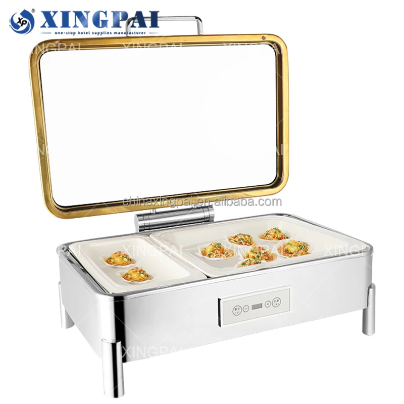 XINGPAI Hotel & Restaurant Supplies Chaffing Dish Luxury Gold Restaurant Rectangle Chaffer Dishes